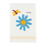 Bloom Blue Flower and Dragonfly Crochet Tea Towel