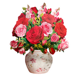 Blooming Roses Fresh Cut Paper Flowers Pop-Up Bouquet