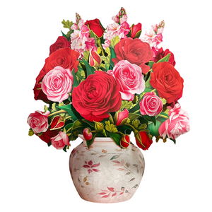 Blooming Roses Fresh Cut Paper Flowers Pop-Up Bouquet