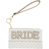 Bride Pearl Embellished Zippered Canvas Wallet Wristlet 8"X5"