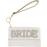 Bride Pearl Embellished Zippered Canvas Wallet Wristlet 8"X5"