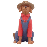 Brown Dog with Red Shirt & Overalls Mini Figurine