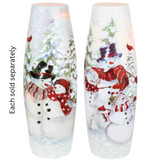 Bundle Up Snowman with Hat and Scarf Lighted 11.75" Vase