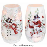 Bundle Up Snowman with Hat and Scarf Lighted 5.25" Vase