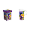 Butterfly & Pansies Ceramic Latte Mug 17 Oz. with Gift Box