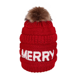 Candy Lane Merry Chenille Letter Sherpa Beanie (Red)