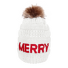 Candy Lane Merry Chenille Letter Sherpa Beanie (White)