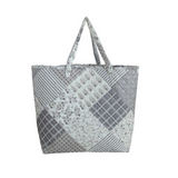 Charming Shades of Gray Quilted Tote 16" x 17" x 8" with 13" Straps