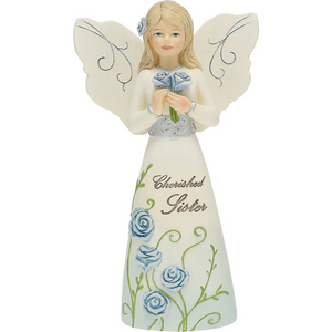 Cherished Sister 5" Angel Figurine Holding Roses