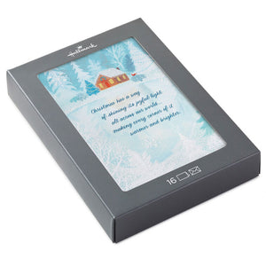 Hallmark Snowy Cabin on a Frozen Pond Boxed Christmas Cards, Pack of 16