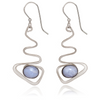 Silver Forest Contemporary Zig -Zag with Oval Agate Stone Pierced Earrings