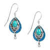 Silver Forest Teal Tear Filigree Earrings