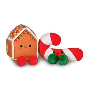 Hallmark Better Together Gingerbread House and Candy Cane Magnetic Plush Pair, 5"