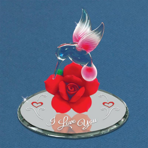 Glass Baron Hummingbird "I Love You" Glass Figurine