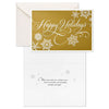 Hallmark Snowflakes and Script on Gold Boxed Christmas Cards, Pack of 16