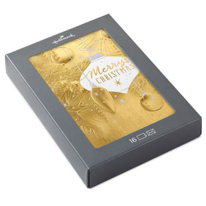 Hallmark Elegant Gold Foil Ornaments Boxed Christmas Cards, Pack of 16