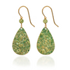 Green Flower Texture on Green Tear Pierced Earrings