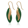 Silver Forest Green and Gold Dangle Earrings