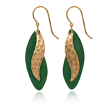 Silver Forest Green and Gold Dangle Earrings