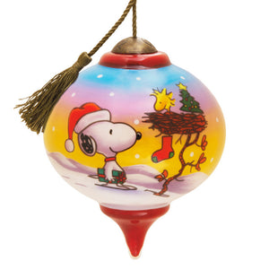 Hallmark Peanuts® Ne'Qwa Art® Snoopy and Woodstock Hand-Painted Glass Hallmark Ornament