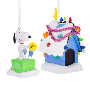 Hallmark Peanuts® Snoopy and Holiday Doghouse Hallmark Ornaments, Set of 2