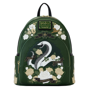 Loungefly Harry Potter Slytherin House Floral Tattoo Mini Backpack