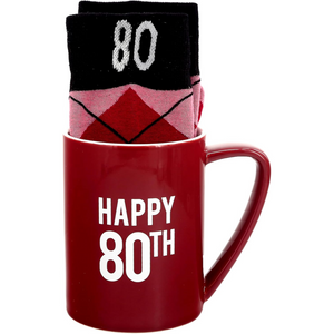 Happy 80th 18 oz. Mug and Sock Set