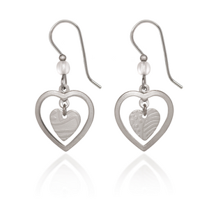 Silver Forest Silver Heart in Open Heart Pierced Earrings