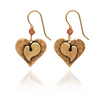 Silver Forest Heart on Heart with Bronze Bead Pierced Earrings