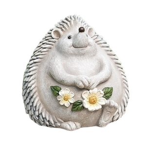 8" Hedgehog with White Daisies Garden Statue