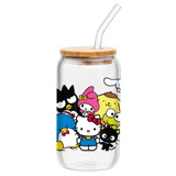 Hello Kitty and Friends Core Group 16 Oz. Glass Tumbler with Bamboo Lid and Glass Straw