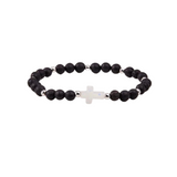 Holy Water Men's Lava Rock Bracelet In Silver