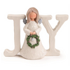 Joy Christmas Angel With Wreath Mini Figurine