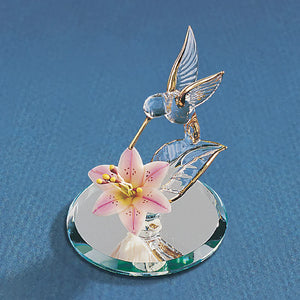 Glass Baron Hummingbird with Pink Flower