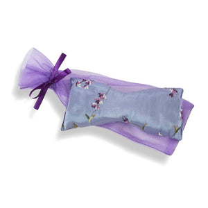 Lavender Eye Pillow in Lilac Embroidered Satin