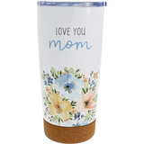 Love You Mom 20 oz. Floral Stainless Steel Travel Tumbler with Lid