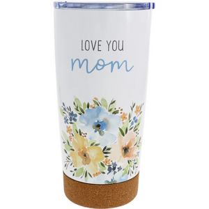 Love You Mom 20 oz. Floral Stainless Steel Travel Tumbler with Lid