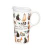 Meow Purr Meow Happy Birthday in Cat Ceramic Latte Mug 17 Oz. with Gift Box