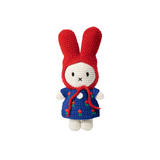 Miffy in Blue Dress with Red Tulips and Red Hat Crocheted Plush Stuffed Animal 10"