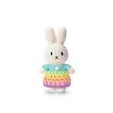 Miffy in Pastel Rainbow Color Dress Crocheted Plush Stuffed Animal 10"