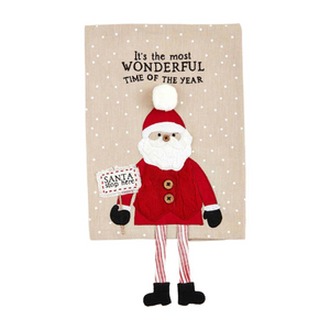 Most Wonderful Time of the Year Santa Stop Here Christmas Dangle Leg Towel