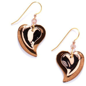 Silver Forest Copper Hearts Dangle Earrings