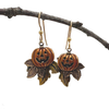 Silver Forest Jack-O-Lantern & Maple Leaves Pierced Earrings