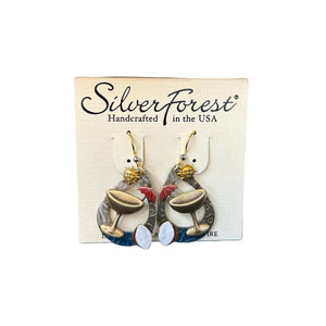 Silver Forest Martini Glass Earrings