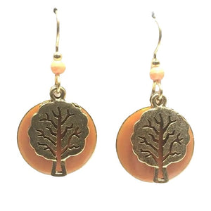 Silver Forest Gold Tree of Life on Coral Disc Pierced