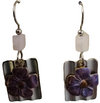 Silver Forest Purple Flower Wavy Rectangle Earrings