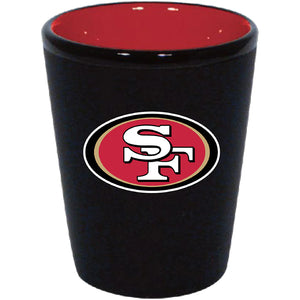 San Francisco 49ers Black 2 Oz. Ceramic Shot Glass with Red Inner Color