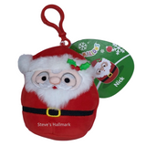 Christmas Squishmallow Nick the Santa with Glasses and Holly 3.5" Clip Stuffed Plush by Kelly Toy