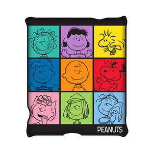 Peanuts Character Multicolor Grid 45" x 60" Raschel Throw