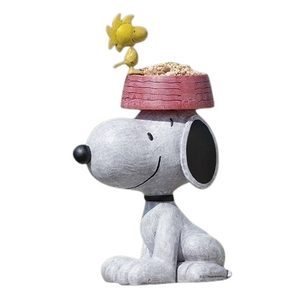 13" Peanuts Snoopy Dog Bowl Bird Feeder Garden Statue